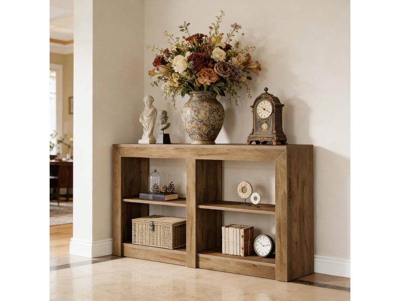  Table console 150x35x85 cm à 3 niveaux mdf marron  - Conforama D
