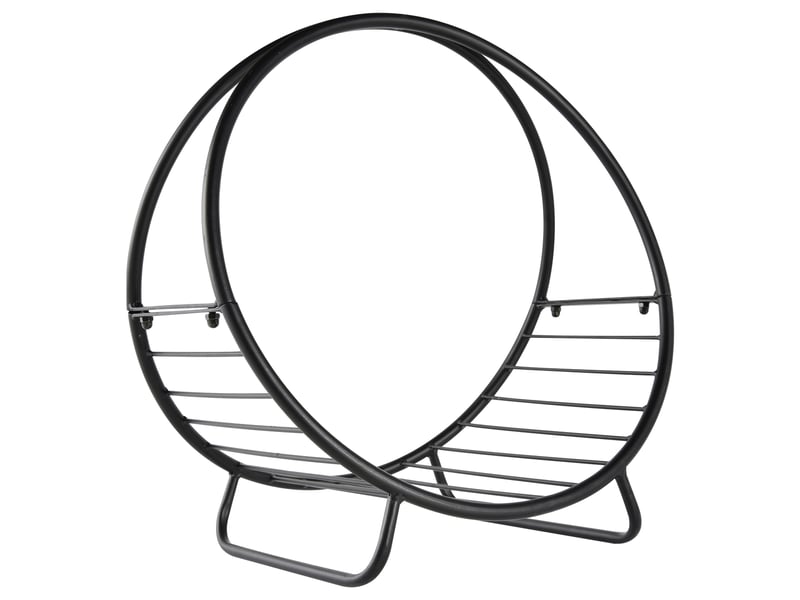  Porte-bûches en métal noir, panier avec poignée, intérieur et extérieur, 45 x 29,5 x 47 cm  - Conforama B