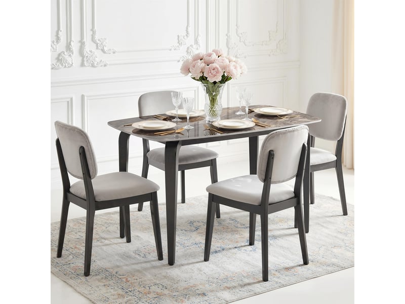  Table à manger rectangulaire pour 4 personnes, 130 x 70 x 75 cm, marron, table de cuisine avec plateau en pierre frittée  - Conforama W