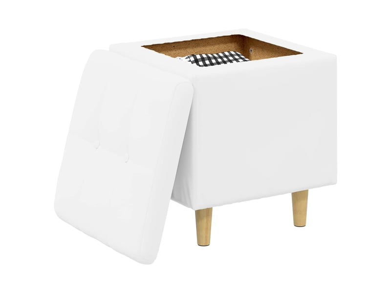  Ottoman, repose pied salon avec rangement blanc 40x40x45 cm simili cuir  - Conforama C