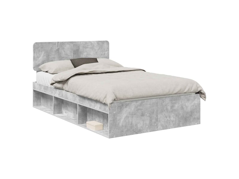 Lit double- lit adulte -  cadre de lit avec tête de lit béton 120 x 200 cm pin massif  - Conforama A