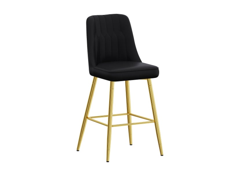  Ensemble de 2 tabourets de bar 100 cm – cuir pu noir, piètement métal doré, repose-pieds, coloris variés  - Conforama A
