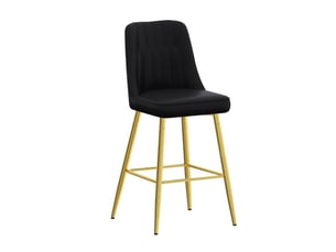 Ensemble de 2 tabourets de bar 100 cm – cuir pu noir, piètement métal doré, repose-pieds, coloris variés