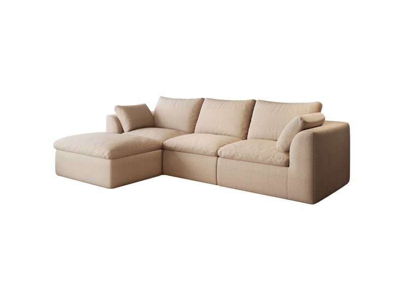  Canapé d’angle gauche 4 places en tissu kaki, 245x155x83 cm  - Conforama E