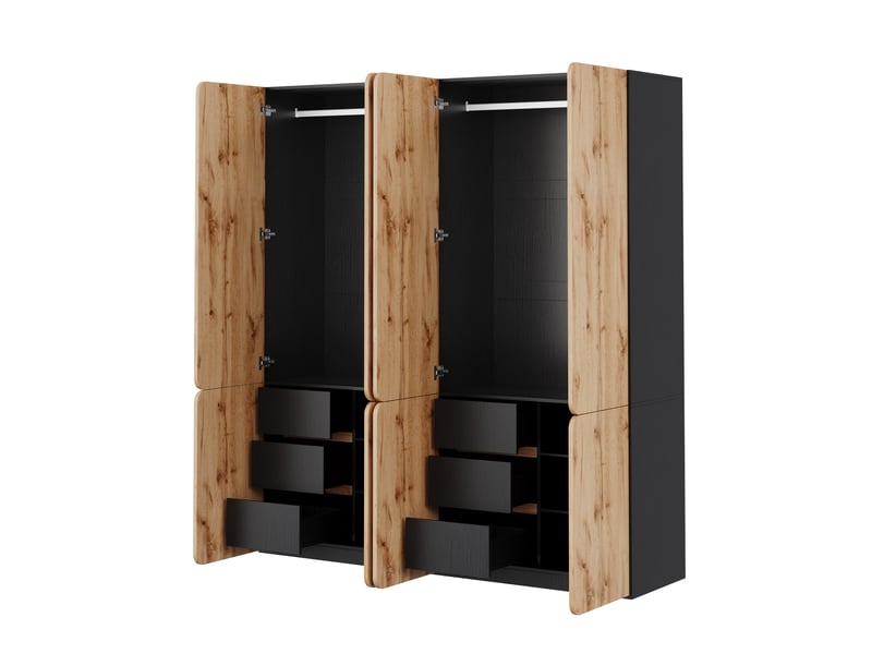  Armoire,180x50x200 cm,8 portes 6 tiroirs avec rangement,mdf,effet chêne artisan  - Conforama D