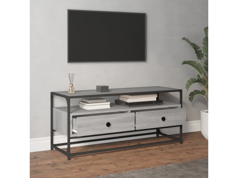  Meuble tv - banc tv - meuble de rangement sonoma gris 100x35x45 cm bois d'ingénierie  - Conforama C