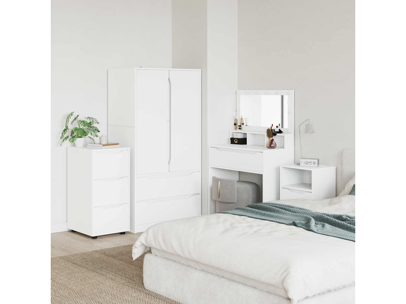  Armoire de rangement, commode de rangement 40 x 48 x 81 cm bois d'ingénierie blanc  - Conforama D