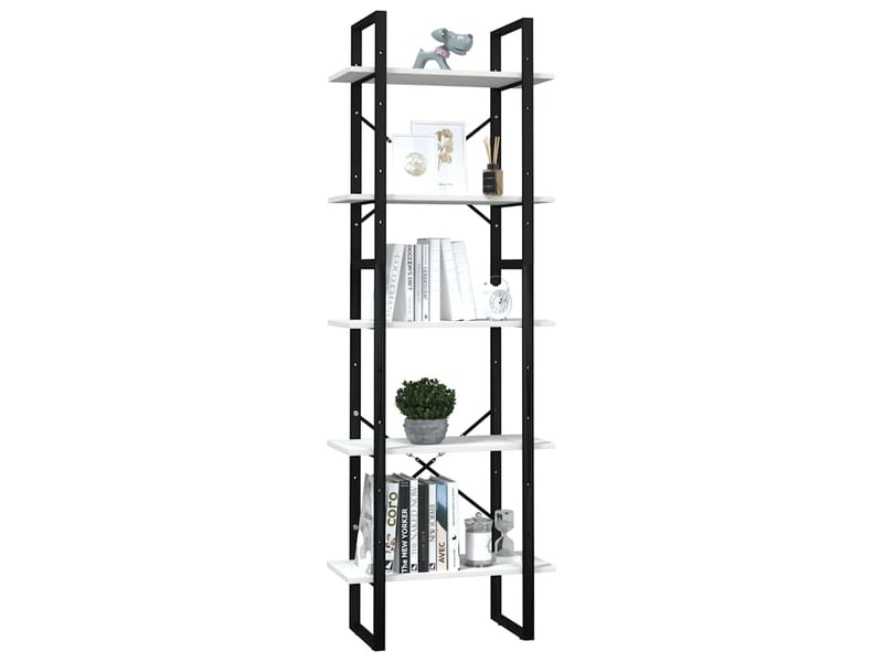  Bibliothèque à 5 niveaux, armoire à livres blanc 60x30x175 cm bois de pin  - Conforama C