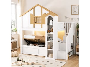 Lit superposé 2x90x200 cm <strong>WISHDOR</strong>  <strong></strong> coloris bicolore