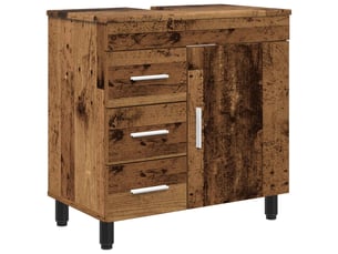 Unité de vanité de salle de bain, meuble de rangement bois ancien 60x35x60 cm shl453