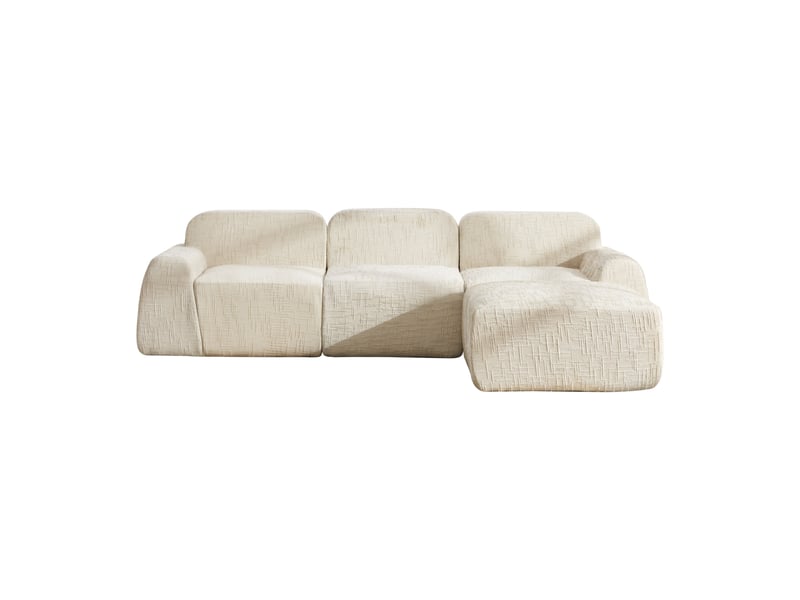 Canapé modulable en chenille 3 places beige - sans montage, mousse haute résilience 30d - Conforama A