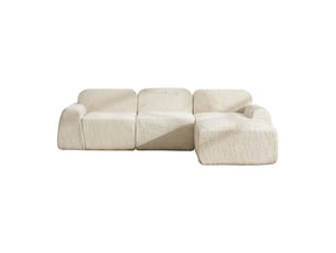 Canapé modulable en chenille 3 places beige - sans montage, mousse haute résilience 30d