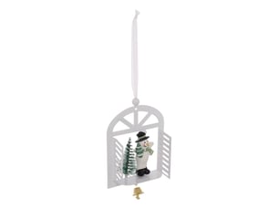 Suspension de sapin fenêtre avec père noël, bonhomme de neige et sapin en métal 14 cm