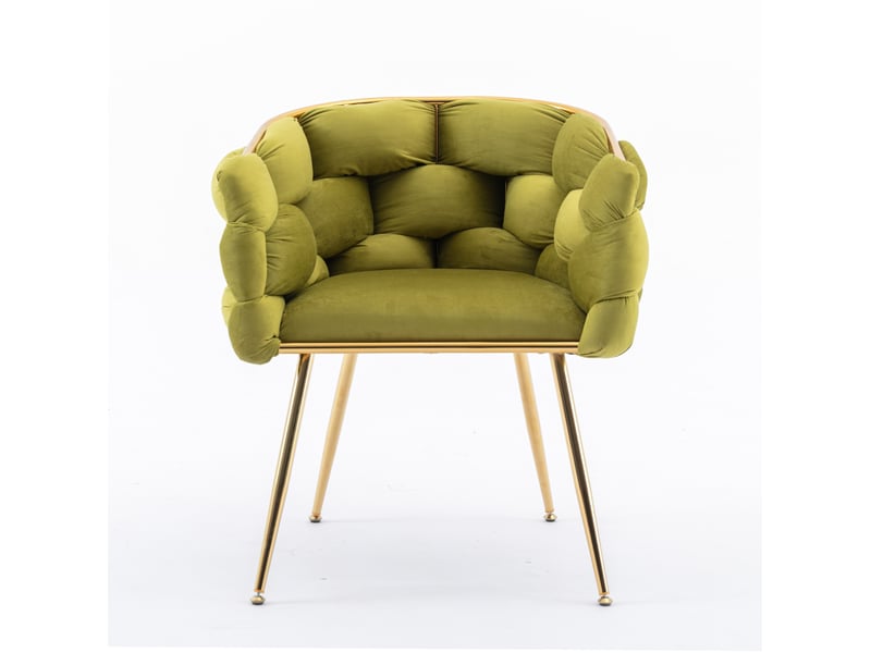  Fauteuil avec accoudoirs en velours, structure en métal coloris olive  - Conforama A
