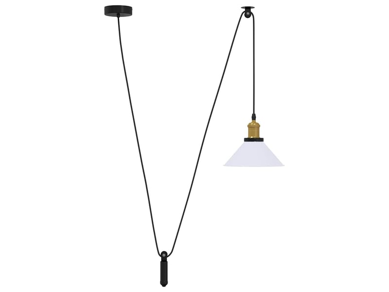  Lampe suspendue, suspension luminaire réglable hauteur e27 blanc brillant ø22cm métal  - Conforama A