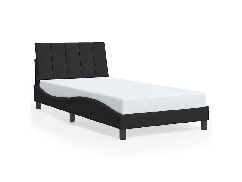  Lit simple- lit adulte -  cadre de lit sans matelas hanko noir 100x200 cm velours  - Conforama A