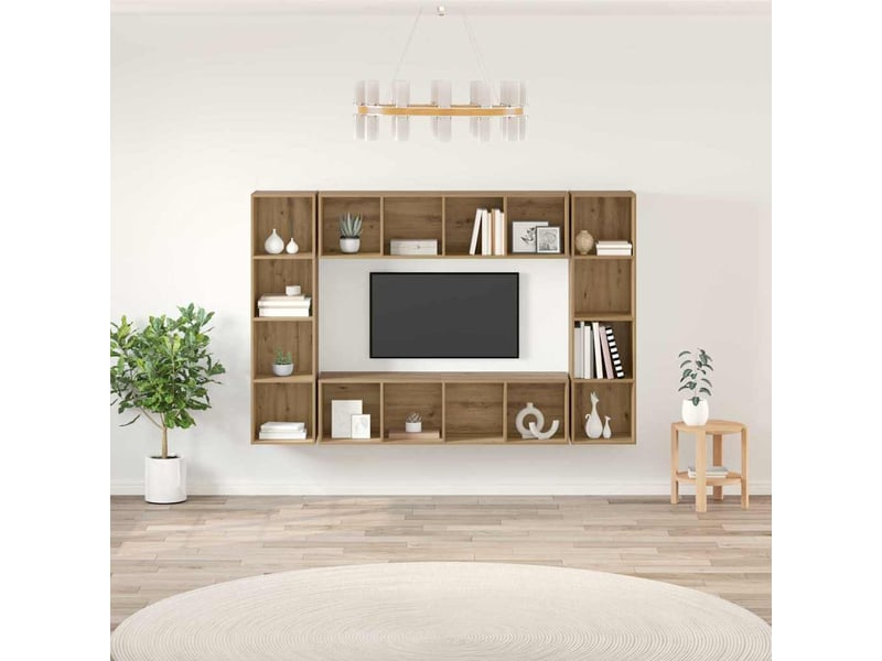  Ensemble meuble tv - banc tv - meuble de rangement 4 pcs marron bois d'ingénierie  - Conforama B