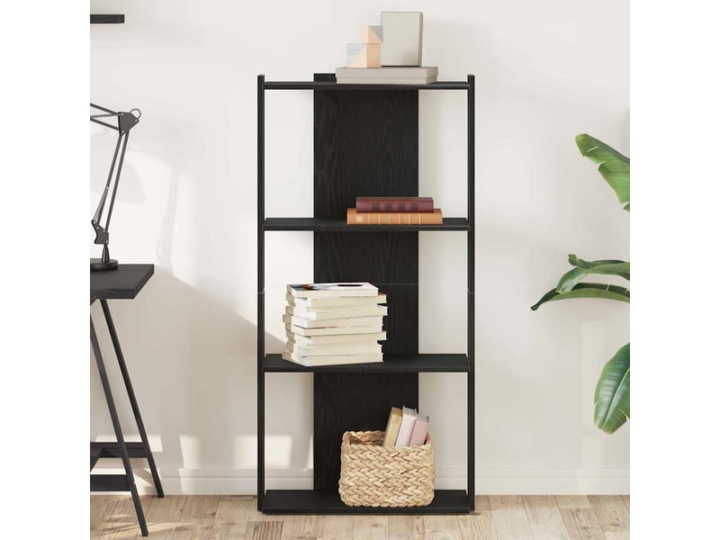  Bibliothèque à 3 niveaux, armoire à livres noir 60x30x120 cm bois d'ingénierie  - Conforama C