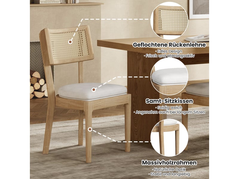  Lot de 4 chaises en bois massif coloris bois clair chaise bois clair - Conforama D