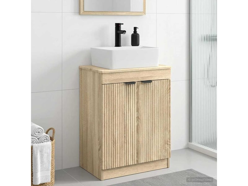  Meuble salle de bain avec évier, meuble de rangement chêne sonoma 54x35x83 cm shl5411  - Conforama B