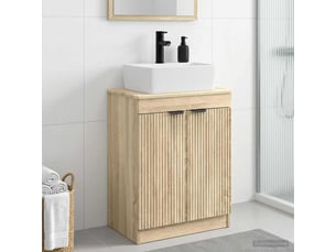 Meuble salle de bain avec évier, meuble de rangement chêne sonoma 54x35x83 cm shl5411