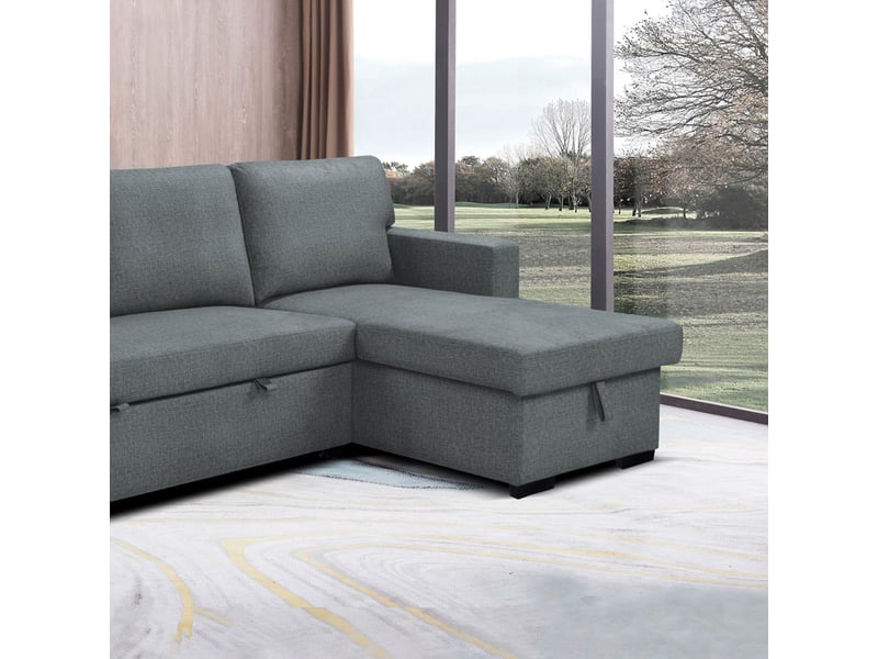  Canapé d'angle réversible et convertible en tissu gris clair - cozy  - Conforama D