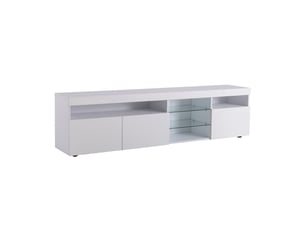 Meuble tv blanc 180 cm avec panneau rétroéclairé et leds multicolores – design moderne pour salon