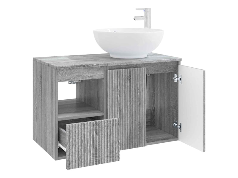  Ensemble de mobilier de salle de bain 2 pc sonoma gris cf64198  - Conforama D
