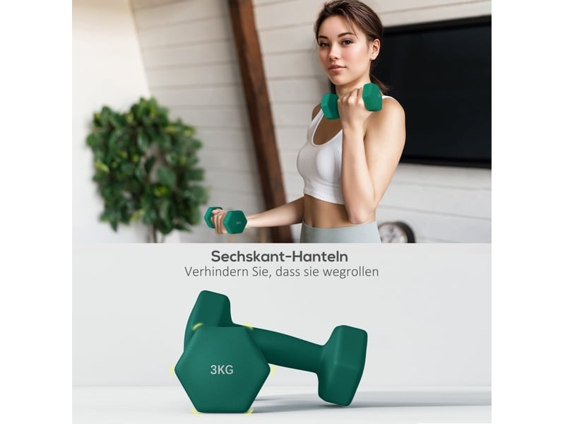  Set de 6 haltères hexagonaux 1, 2 et 3 kg gris en métal, support convertible pour entraînement fitness  - Conforama D