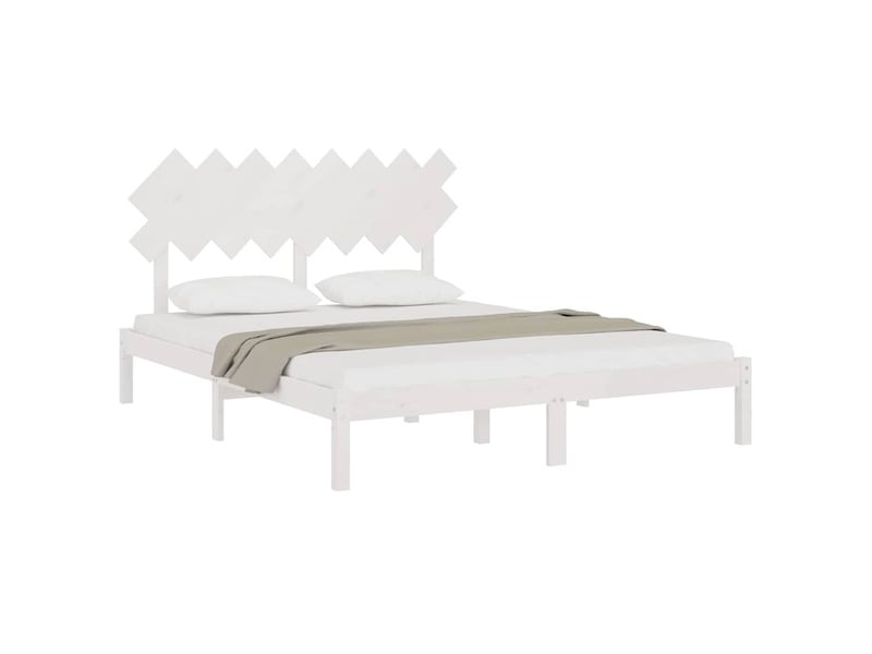  Lit double- lit adulte -  cadre de lit sans matelas blanc 160x200 cm bois massif  - Conforama B