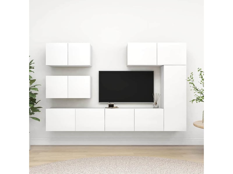  Ensemble de meubles tv - banc tv - meuble de rangement 6 pcs blanc bois d'ingénierie  - Conforama B