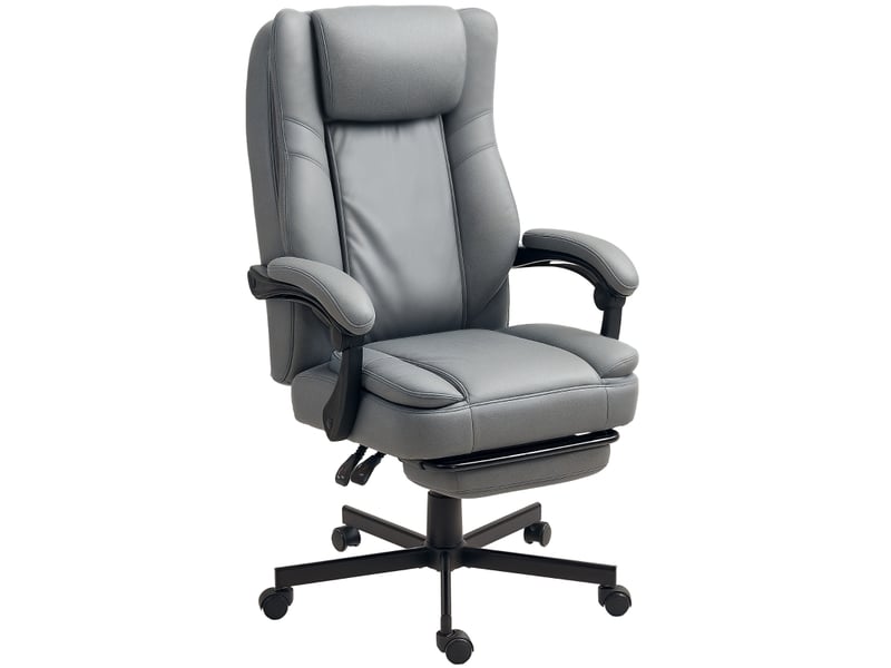  Fauteuil de bureau massant,69x64 cm,inclinable avec repose-pieds,microfibre,gris  - Conforama A