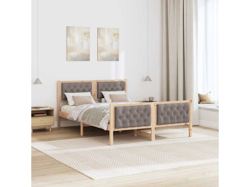 Lit double- lit adulte - cadre de lit avec tête de lit taupe 150 x 200 cm pin massif - Conforama C