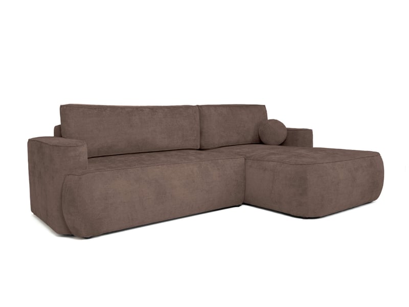  Canapé d'angle droit cassis avec coffre de rangement en tissu chenille - marron CASSIS - Conforama E