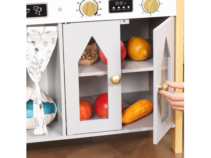  Cuisine enfant de jeu 60x28,5x92 cm – grise – évier, plaques, rangements et accessoires de cuisine inclus  - Conforama C