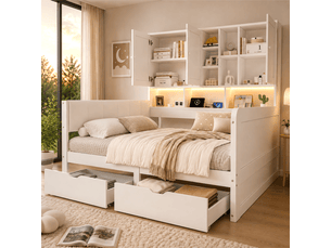 Lit banquette 140x200 cm <strong></strong> <strong>Radiant Stride</strong> coloris blanc