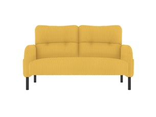 Ensemble canapé fauteuil pouf 2 places velours côtelé moutarde poche latérale structure acier modulaire
