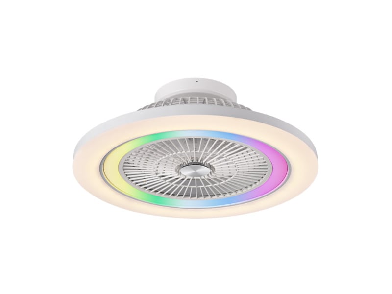  Fabrilamp antartida plafonnier ventilateur led 50 w, 5400 lm, rgb, moteur dc, 5 pales, ø 58 cm, blanc 246192501 - Conforama A
