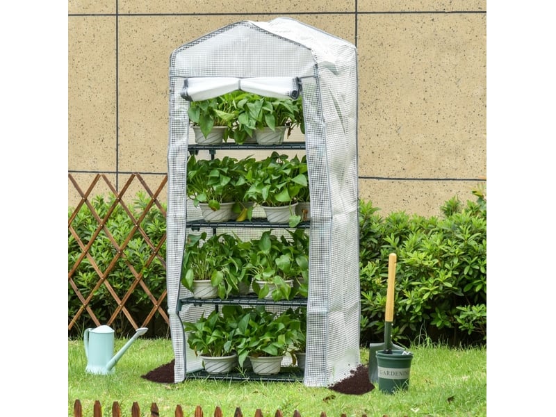  Mini-serre 70x50x160 cm avec 4 niveaux blanche  - Conforama B
