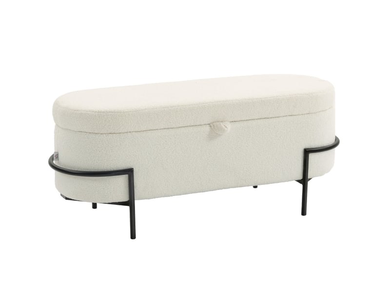  Banc de rangement tcqpz 114,5 x 40 x 48 cm coffre 69 l polyester blanc crème  - Conforama A