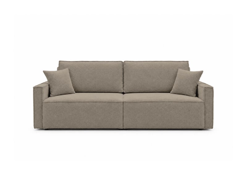  Farah - canapé droit 3 places convertible accoudoirs slim en tissu bouclettes texturées  - Conforama E