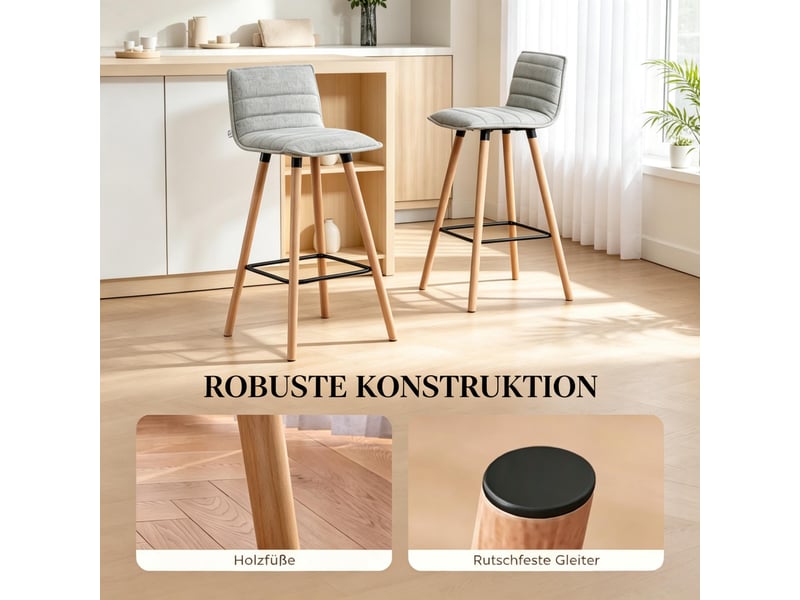  Lot de 2 tabourets de bar en tissu gris clair avec repose-pieds T5828P574844 - Conforama D