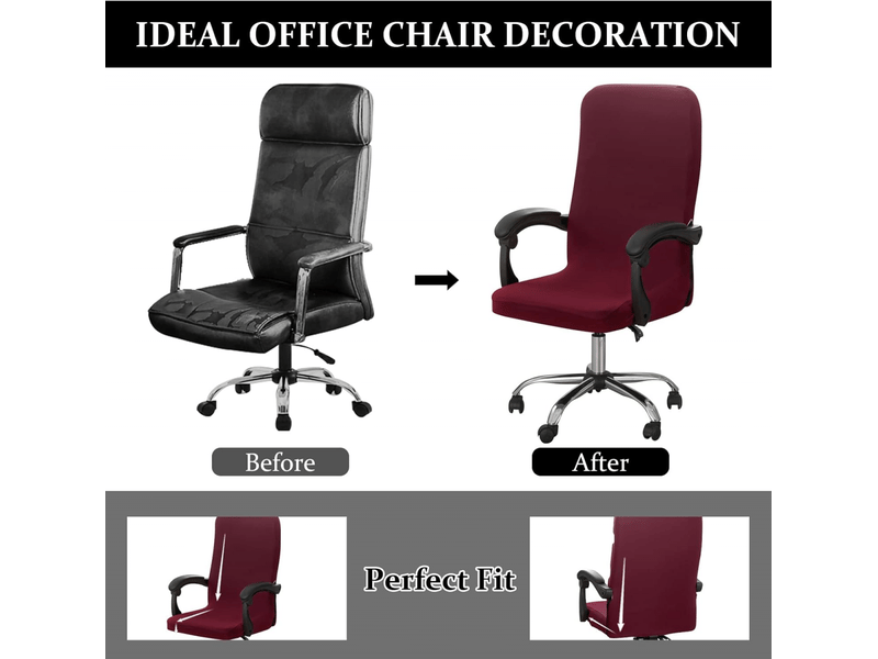  Housse de chaise de bureau élastique bordeaux, grande taille, housse universelle amovible et lavable pour chaise de bureau pivotante, housse de cha XLH-ZLS-009442MF - Conforama C