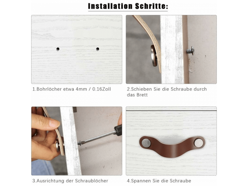 Tirateur pour porte coulissante - tirateur pour meuble - cuir synthétique - 8 pièces - 128 mm - marron - Conforama D