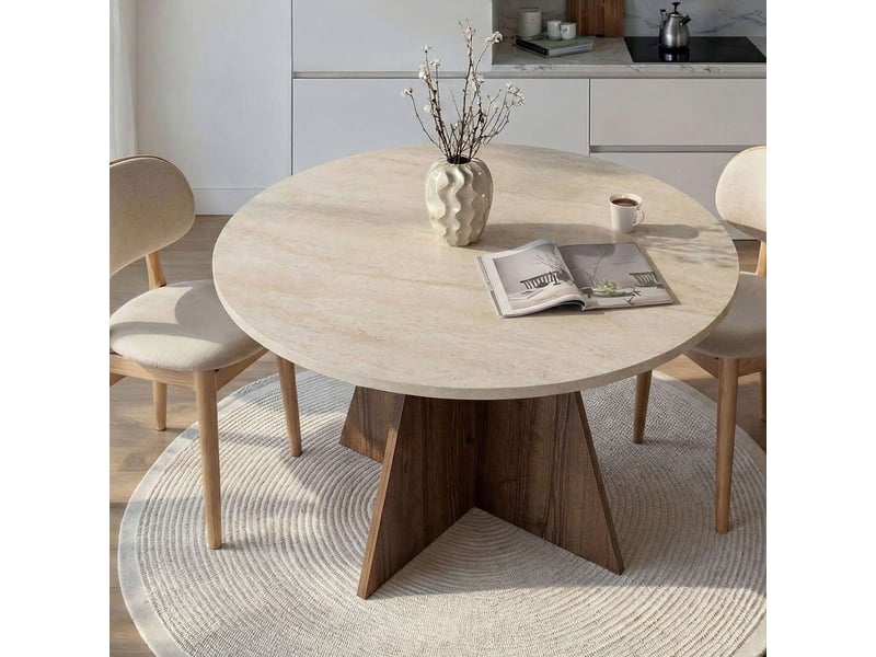  Table à manger ronde effet marbre virella  - Conforama C