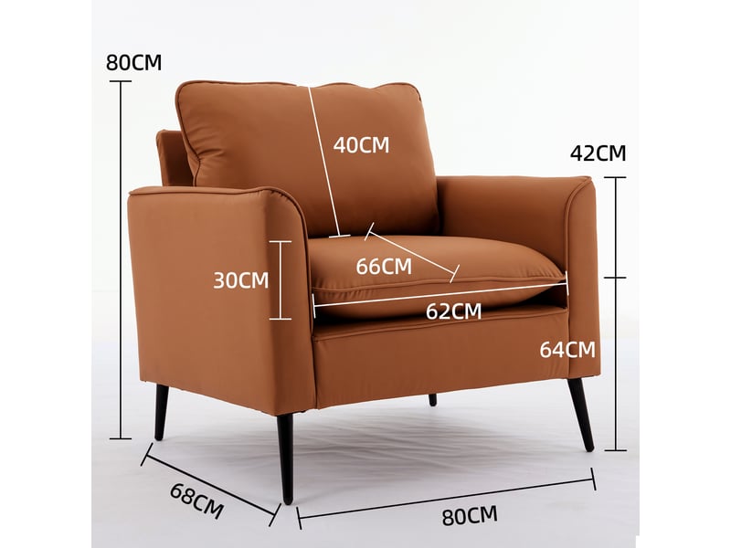  Fauteuil de détente avec coussins de tête et lombaires, design minimaliste pour salon, en similicuir marron  - Conforama D