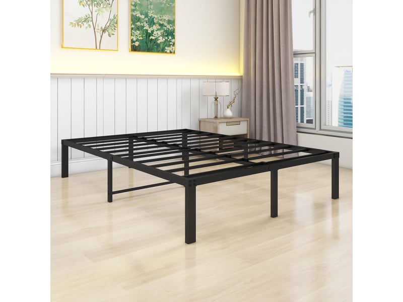  Cadre de lit, lit double 140x200 cm, métal noir, structure silencieuse  - Conforama W