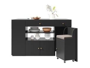Buffet 1 porte(s)  6 tiroir(s) <strong>HAUSS SPOLE</strong> <strong></strong> - 140 cm coloris noir 
