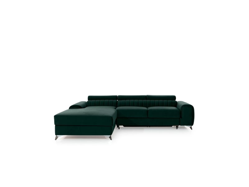  Canapé d'angle gauche vert foncé convertible 3 places jayson dossier profilé  - Conforama A