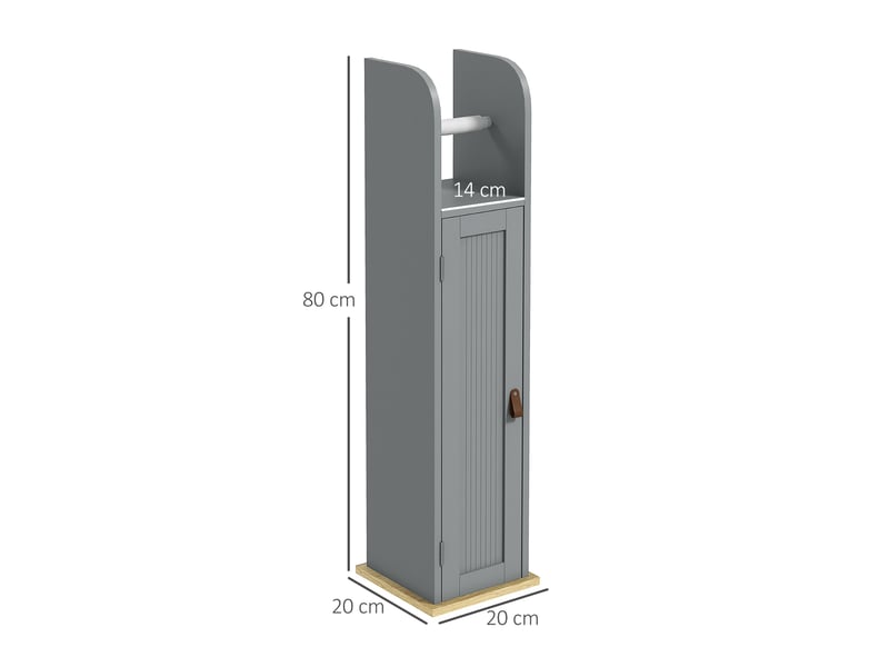  Meuble de salle de bain porte-papier toilette avec placard mdf gris 20 x 20 x 80 cm  - Conforama C